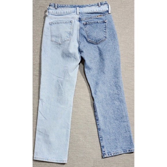KanCan Two Tone Colorblock Straight Leg Jeans Blue Split Wash Size 5 26 - Picture 5 of 9